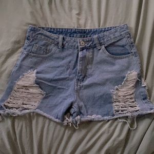 High waist distressed denim shorts, size M, brand JEANS